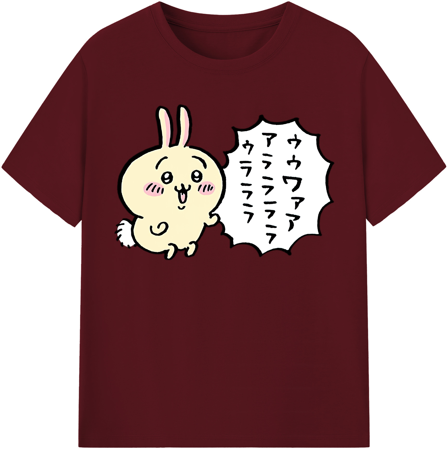 （画像用） ちいかわ うさぎ Chii-kawa usagi 綿100％半袖Tシャツ（フロントプリント）